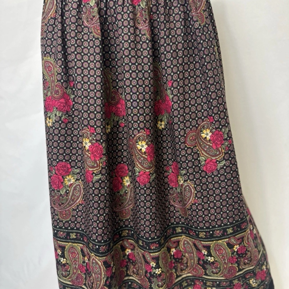 Alfred Dunner Rayon Midi Skirt Vintage Floral Pink Brown 90s 80s Size 14 - Picture 4 of 5